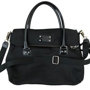 Kate Spade NY Black Nylon Satchel Purse Patent Leather Shoulder Crossbody Bag